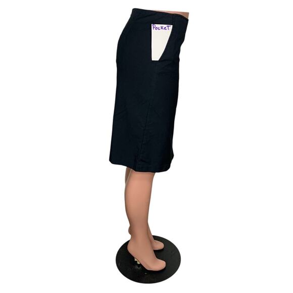 New York & Company Stretch Skirt Black Side Pockets Hidden Zipper on Back Size 2 - Picture 3 of 12